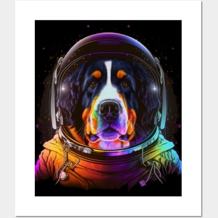 Bernese Mountain Dog Astronaut in Outer Space Funny Cosmic Explorer Posters and Art